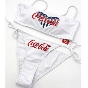 Coca-Cola American Flag Bikini Bottom Patriotic StarsStripes Swimsuit NWT Size M